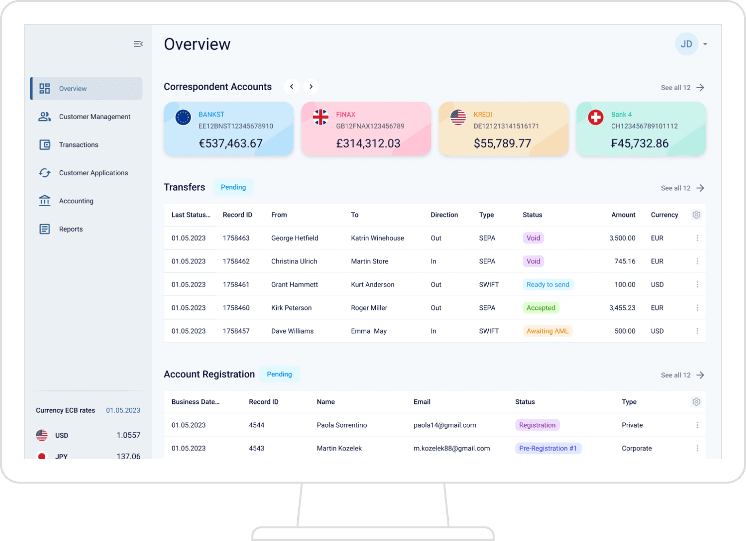 Digital Core Banking software platform for fintechs (SaaS, BaaS, platform) - back-office application