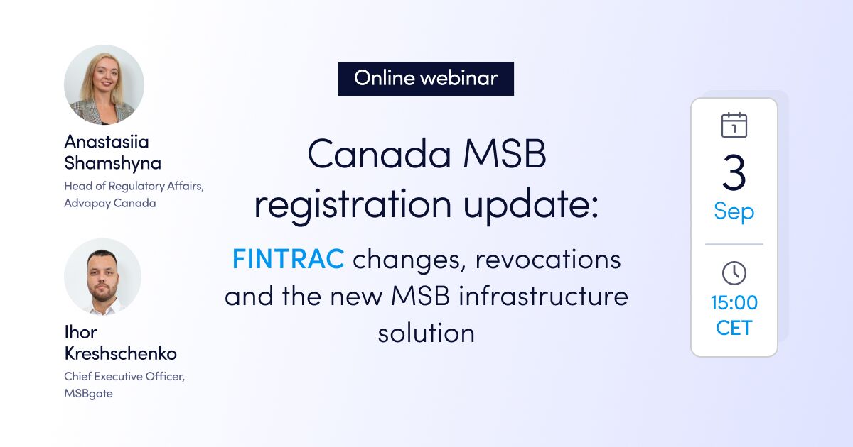 Online webinar: Canada MSB registration update: FINTRAC changes, revocations and the new MSB infrastructure solution